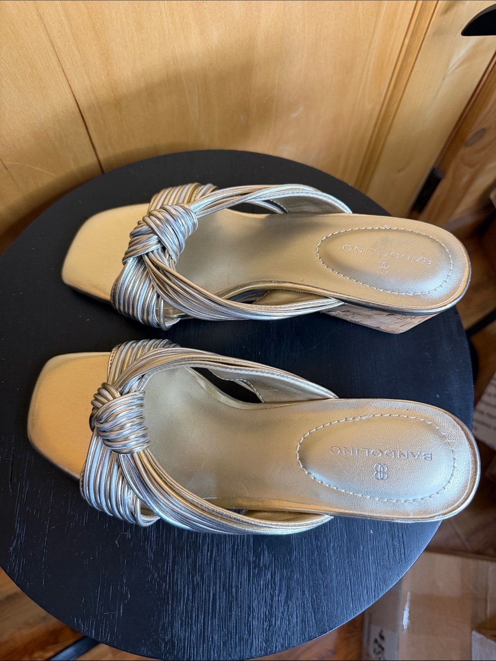 Bandolino Metallic Gold and Silver Knotted Slide Sandals